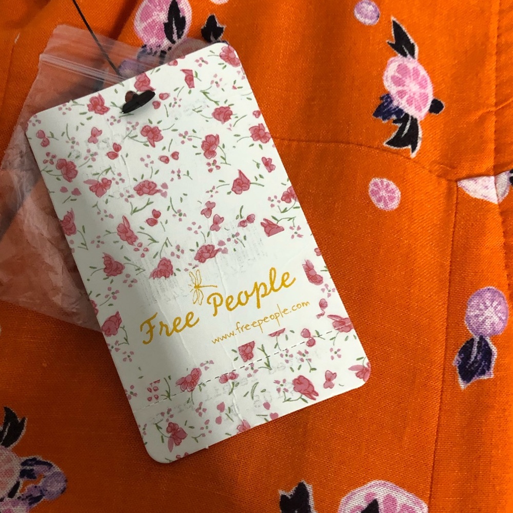 Free People Like A Lady Orange Mini Floral Dress NWT Size LARGE - Picture 8 of 10